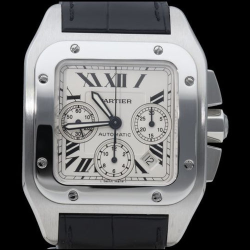 Montre Cartier Santos 100 XL - Montre chronographe automatique en acier 58 Facettes MT46655