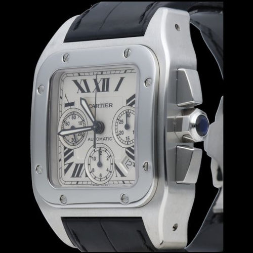 Montre Cartier Santos 100 XL - Montre chronographe automatique en acier 58 Facettes MT46655