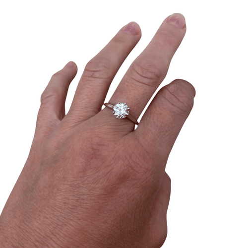 Bague 54 Bague de fiançailles solitaire - Or blanc 14 ct et diamant 1,24 ct 58 Facettes ring
