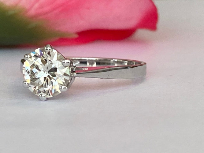 Bague 54 Bague de fiançailles solitaire - Or blanc 14 ct et diamant 1,24 ct 58 Facettes ring