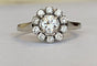 Bague 53 Bague rosette vintage en or blanc 14 ct avec diamants 0,83 ct 58 Facettes ring