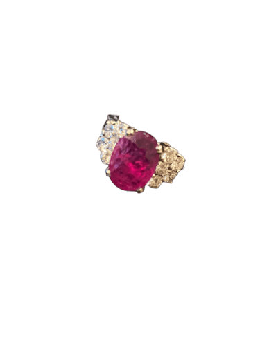 Bague en platine avec rubis 5,23 ct et diamants