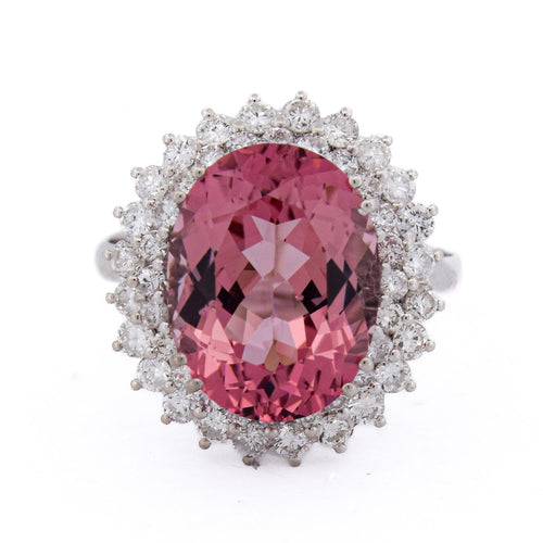 Bague 56 Bague en or blanc 18 ct avec morganite ovale et diamants 58 Facettes AN629 (00029)