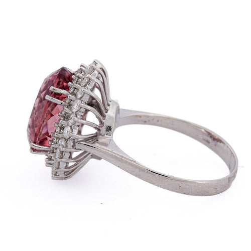 Bague 56 Bague en or blanc 18 ct avec morganite ovale et diamants 58 Facettes AN629 (00029)