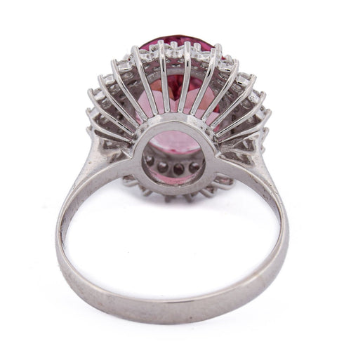 Bague 56 Bague en or blanc 18 ct avec morganite ovale et diamants 58 Facettes AN629 (00029)