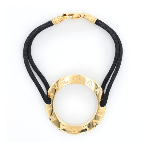 Bracelet Bracelet Bulgari en or jaune avec cordon noir 58 Facettes 22920