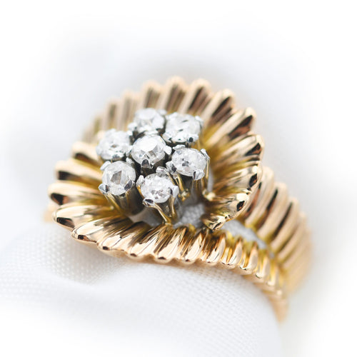 Bague Bague vintage en or jaune avec diamants taille rose 0,35 ct 58 Facettes 22932
