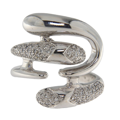 Bague Bague vintage fantaisie en or blanc 18 kt avec diamants 0,56 ct 58 Facettes G3938