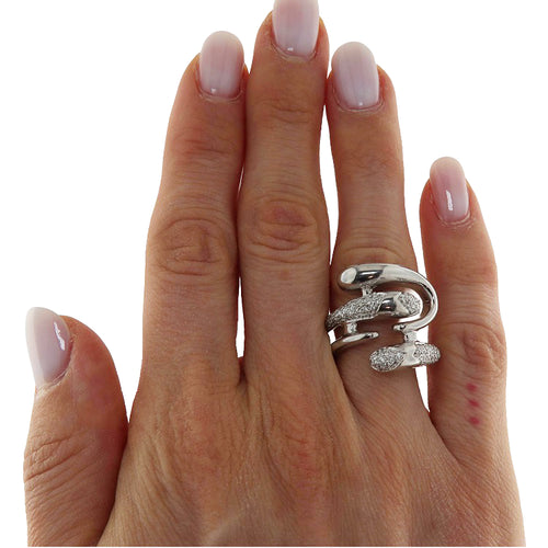 Bague Bague vintage fantaisie en or blanc 18 kt avec diamants 0,56 ct 58 Facettes G3938