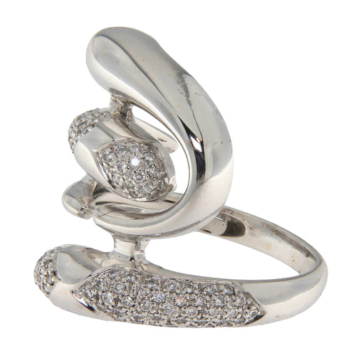 Bague Bague vintage fantaisie en or blanc 18 kt avec diamants 0,56 ct 58 Facettes G3938