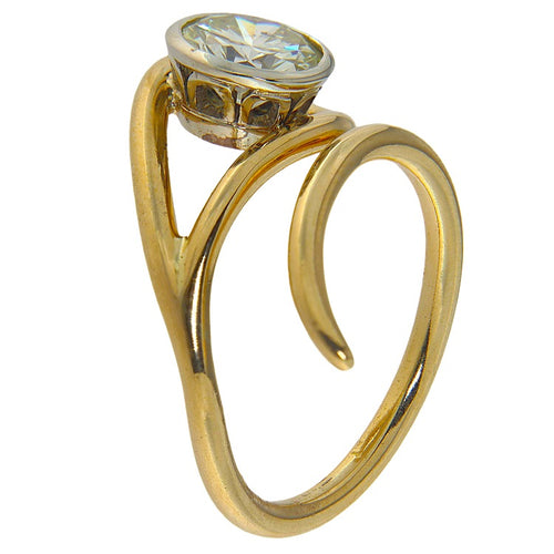 Bague 55 Bague solitaire fantaisie en or jaune et blanc avec diamant 1,35 ct 58 Facettes G3934