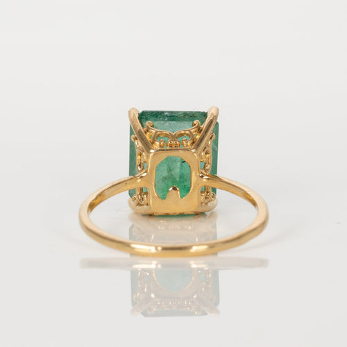 Bague 53 Bague en or jaune 18 kt avec émeraude naturelle de 4 carats 58 Facettes R002