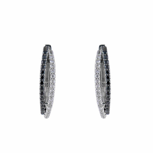 Boucles d'oreilles Créoles ovales - Boucles d’oreilles en or blanc 18 carats et diamants 58 Facettes P1L4