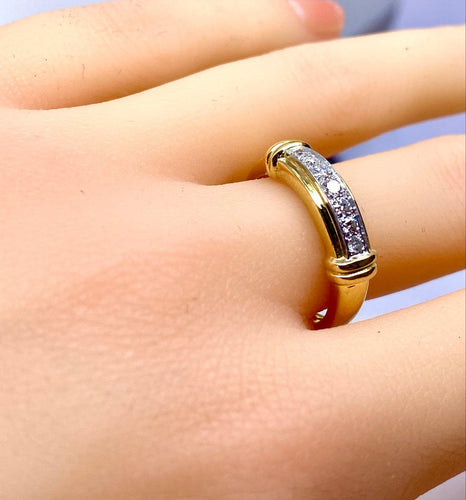 Bague 55 Bague jonc - Or jaune 18 carats et diamants 58 Facettes AB721