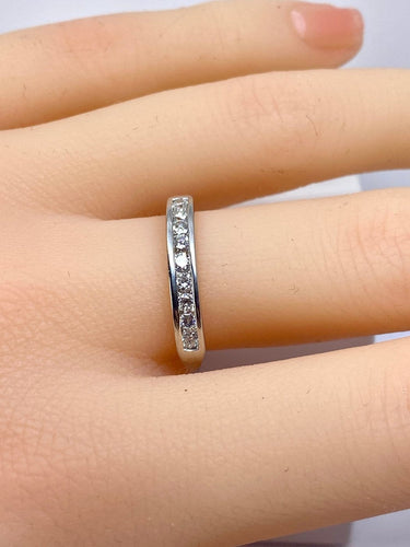 Bague 54 Demi-alliance - Bague en or blanc 18 carats et diamants 58 Facettes AB722
