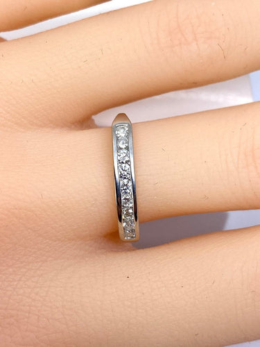 Bague 54 Demi-alliance - Bague en or blanc 18 carats et diamants 58 Facettes AB722