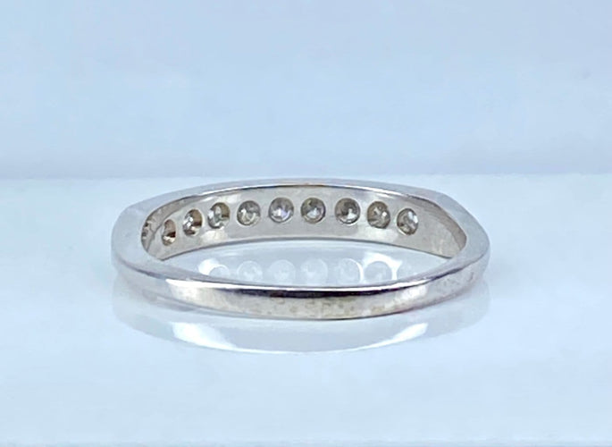 Bague 54 Demi-alliance - Bague en or blanc 18 carats et diamants 58 Facettes AB722