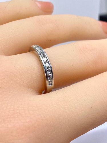 Bague 54 Demi-alliance - Bague en or blanc 18 carats et diamants 58 Facettes AB722