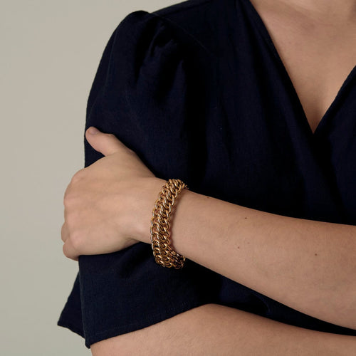 Bracelet Bracelet à mailles américaines vintage en or jaune 18k 58 Facettes BRMAMERICAINE15,3