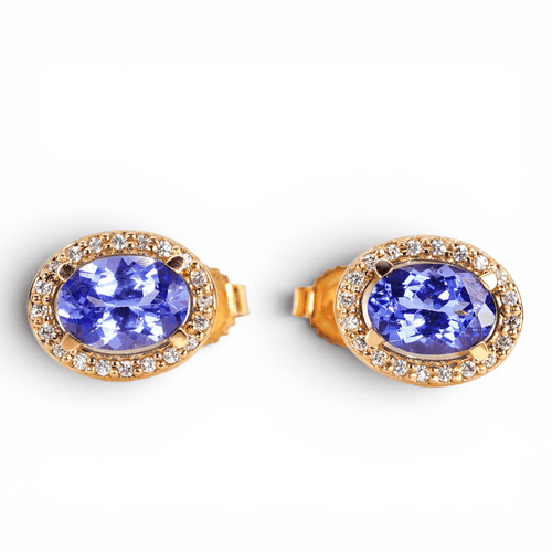 Boucles d'oreilles Boucles d'oreilles - Tanzanites et diamants en or jaune 18 kt 58 Facettes E005