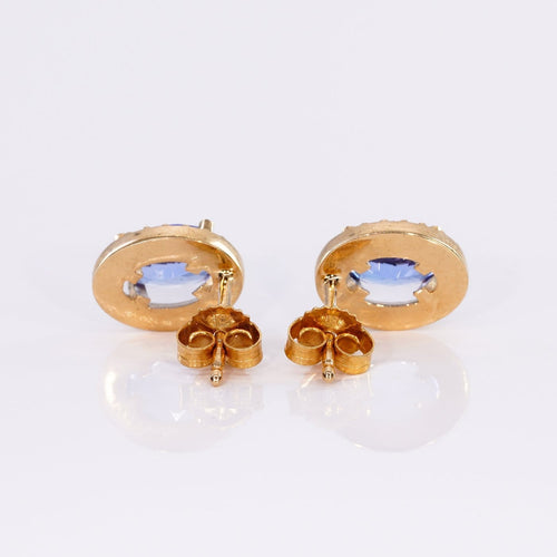 Boucles d'oreilles Boucles d'oreilles - Tanzanites et diamants en or jaune 18 kt 58 Facettes E005