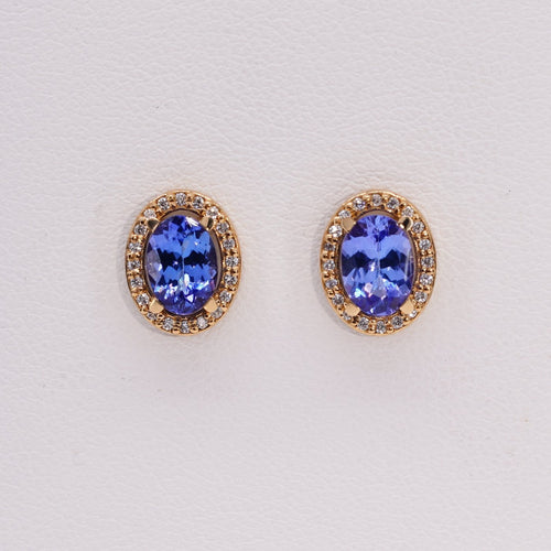 Boucles d'oreilles Boucles d'oreilles - Tanzanites et diamants en or jaune 18 kt 58 Facettes E005