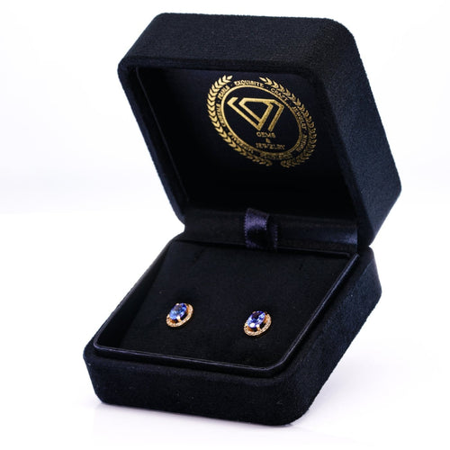 Boucles d'oreilles Boucles d'oreilles - Tanzanites et diamants en or jaune 18 kt 58 Facettes E005