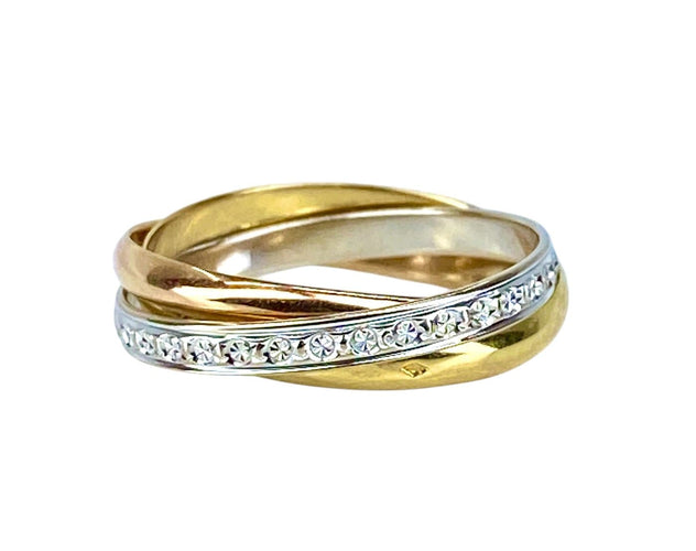 Bague 57 Bague anneaux mobiles en 3 ors 18 carats 58 Facettes AB723
