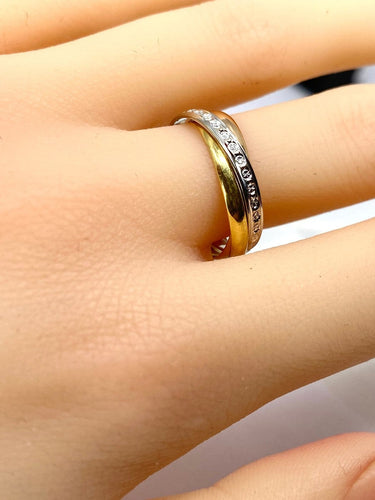 Bague 57 Bague anneaux mobiles en 3 ors 18 carats 58 Facettes AB723