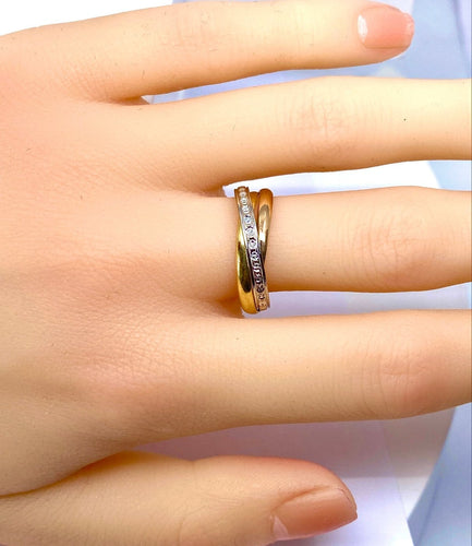 Bague 57 Bague anneaux mobiles en 3 ors 18 carats 58 Facettes AB723