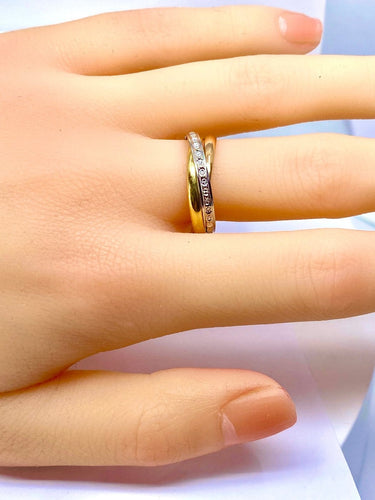 Bague 57 Bague anneaux mobiles en 3 ors 18 carats 58 Facettes AB723