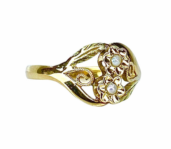 Bague 59 Bague en or 18 carats à perles de culture, vers 1900 58 Facettes AB725
