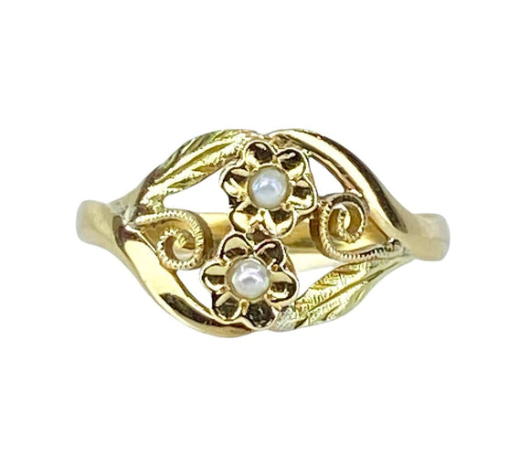 Bague 59 Bague en or 18 carats à perles de culture, vers 1900 58 Facettes AB725