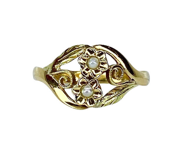 Bague 59 Bague en or 18 carats à perles de culture, vers 1900 58 Facettes AB725