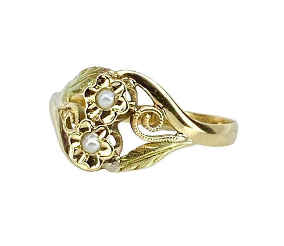 Bague 59 Bague en or 18 carats à perles de culture, vers 1900 58 Facettes AB725
