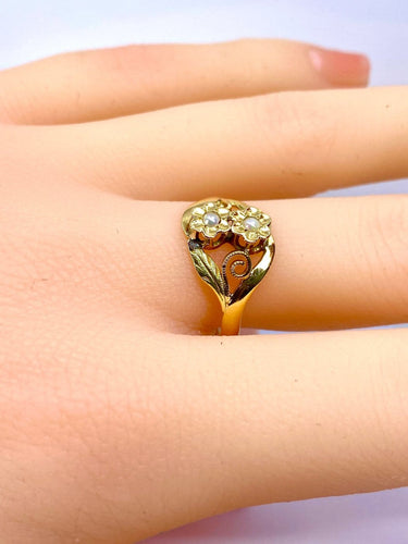 Bague 59 Bague en or 18 carats à perles de culture, vers 1900 58 Facettes AB725