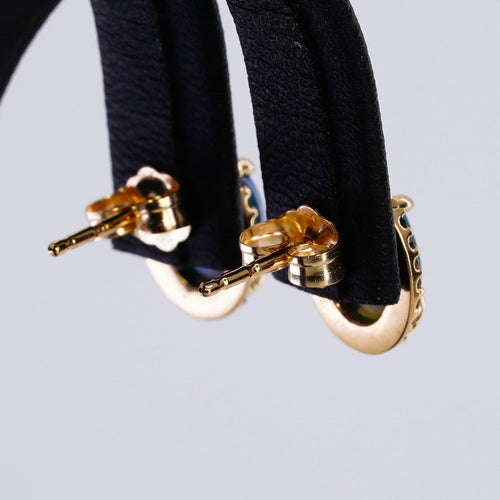 Boucles d'oreilles Boucles d'oreilles en or jaune 18 ct avec opales noires et diamants 58 Facettes E006
