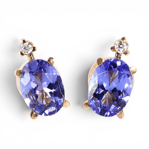 Boucles d'oreilles Boucles d'oreilles en or jaune 18 kt, tanzanites et diamants 58 Facettes E007