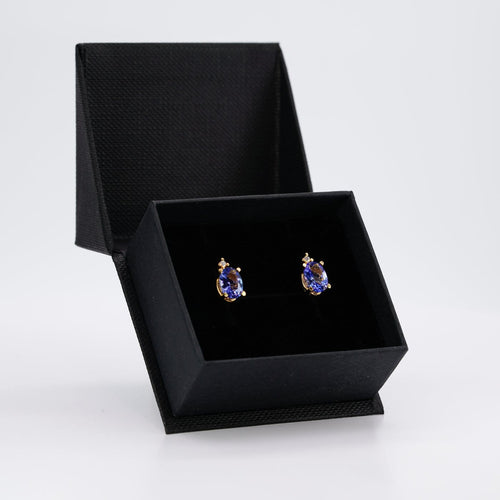 Boucles d'oreilles Boucles d'oreilles en or jaune 18 kt, tanzanites et diamants 58 Facettes E007