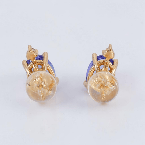 Boucles d'oreilles Boucles d'oreilles en or jaune 18 kt, tanzanites et diamants 58 Facettes E007