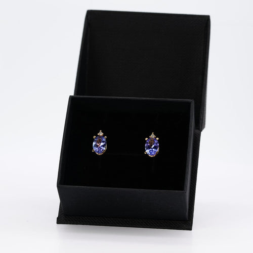Boucles d'oreilles Boucles d'oreilles en or jaune 18 kt, tanzanites et diamants 58 Facettes E007
