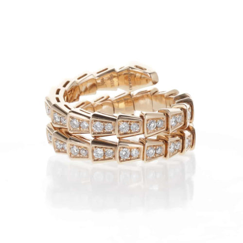Bague 53 Bulgari Serpenti - Bague 3 rangs en or rose et diamants 58 Facettes 2.19460
