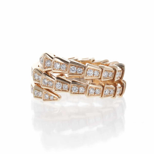 Bague 53 Bulgari Serpenti - Bague 3 rangs en or rose et diamants 58 Facettes 2.19460