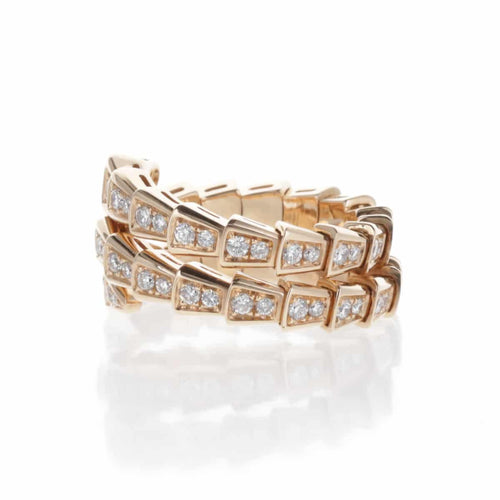 Bague 53 Bulgari Serpenti - Bague 3 rangs en or rose et diamants 58 Facettes 2.19460