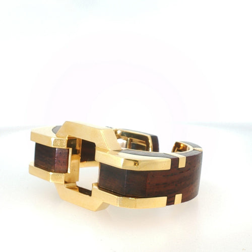 Bracelet David Webb - Bracelet vintage en or jaune 18 K et bois cocobolo 58 Facettes 2.19485