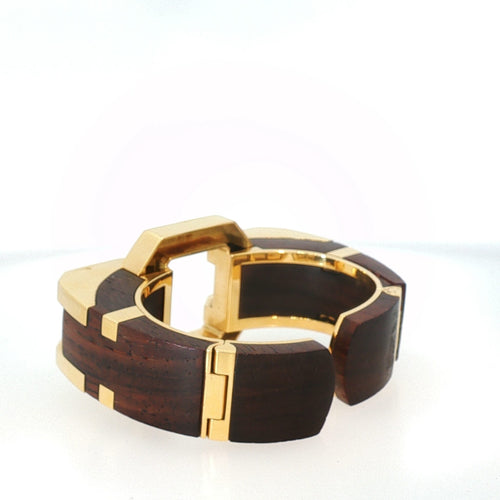 Bracelet David Webb - Bracelet vintage en or jaune 18 K et bois cocobolo 58 Facettes 2.19485
