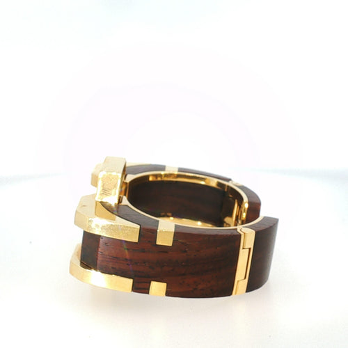 Bracelet David Webb - Bracelet vintage en or jaune 18 K et bois cocobolo 58 Facettes 2.19485
