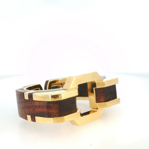 Bracelet David Webb - Bracelet vintage en or jaune 18 K et bois cocobolo 58 Facettes 2.19485