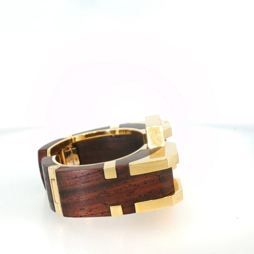 Bracelet David Webb - Bracelet vintage en or jaune 18 K et bois cocobolo 58 Facettes 2.19485