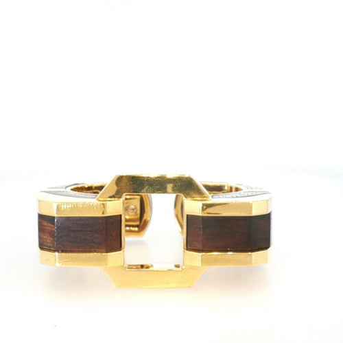 Bracelet David Webb - Bracelet vintage en or jaune 18 K et bois cocobolo 58 Facettes 2.19485